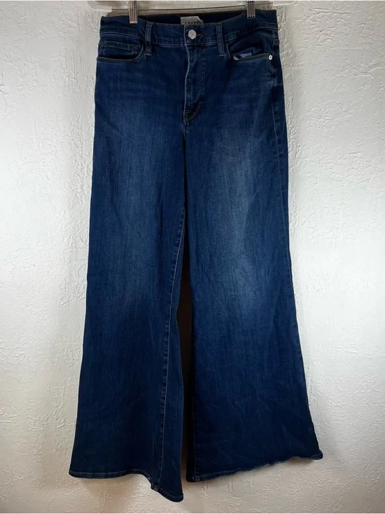 Frame High Rise Le Palazzo Wide Leg Jeans in Orlena - Picture 3 of 15